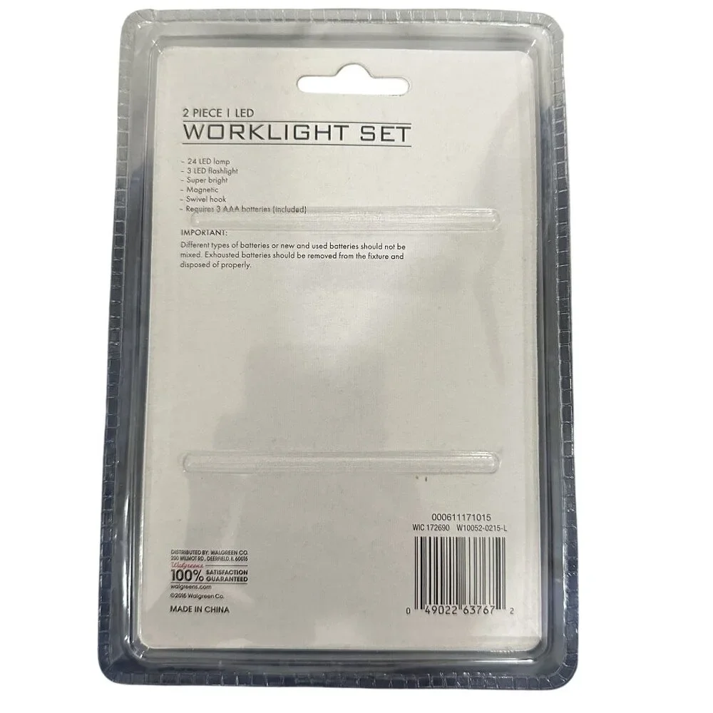 Living Solutions LED Worklight Set 2 Work Lights/Flashlight Black Battery Operat